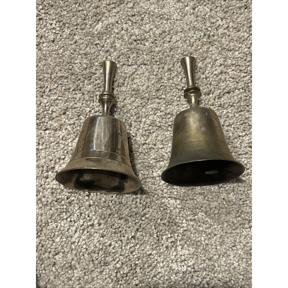Vintage Leonard EPNS Silver Plated Dinner Table Bells Hostess Bell Patina